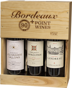 90+ Point Wines - 3 Bottle Bordeaux Rouge Wood Gift Box