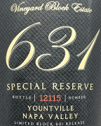 Vineyard Block Estate Block 631 Special Reserve Yountville Cabernet Sauvignon